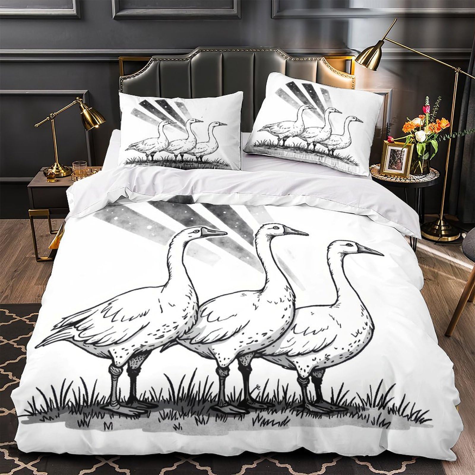 Housse de couette oies 3D anti-acarien lit single microfibre résistante