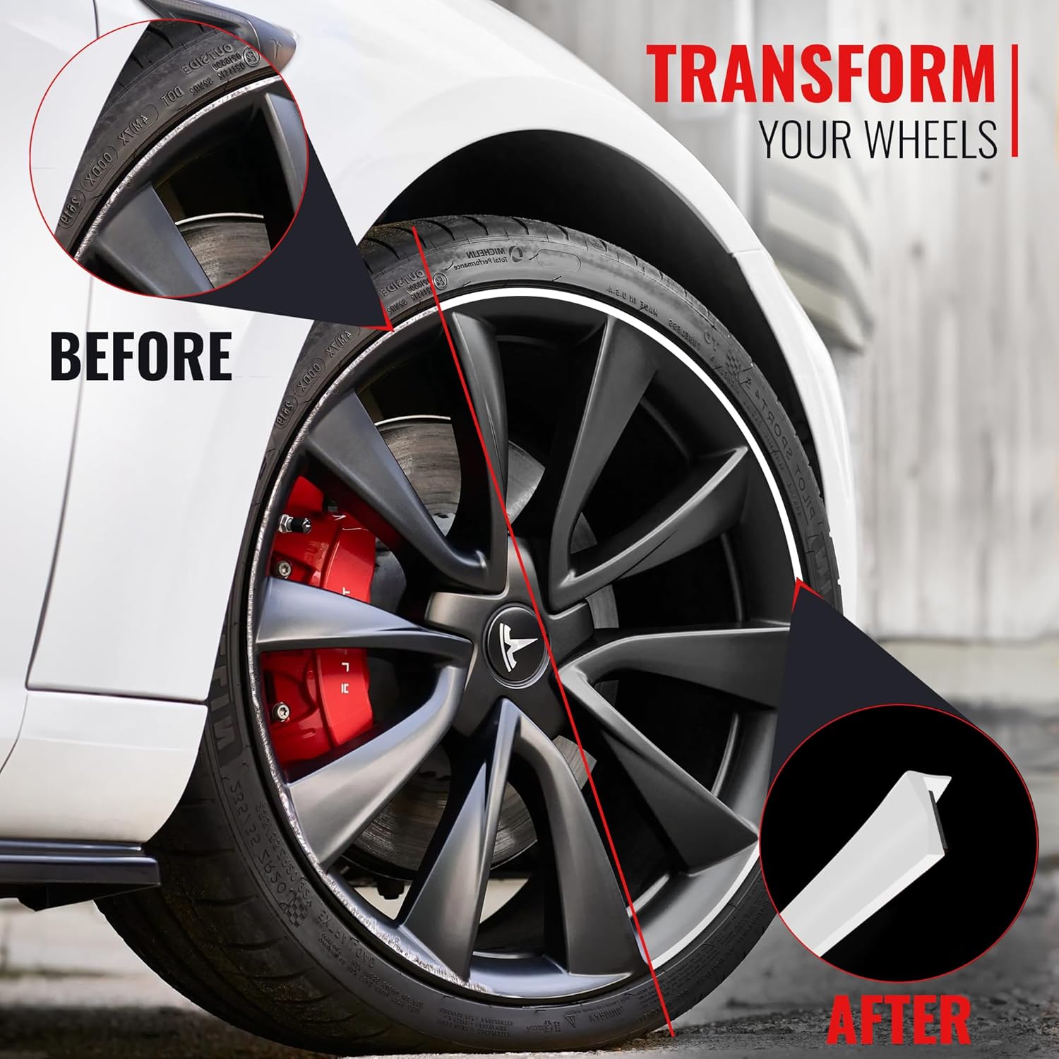 RIMiQ PROTECTiQ PRO Universal Rim Protection Trim - Curb Rash Guard with Award-Winning 3/8" Patented Design and Premium 3M Tape - Fits Up to 4X 24 Wheels, Cars, Trucks, SUVs - White