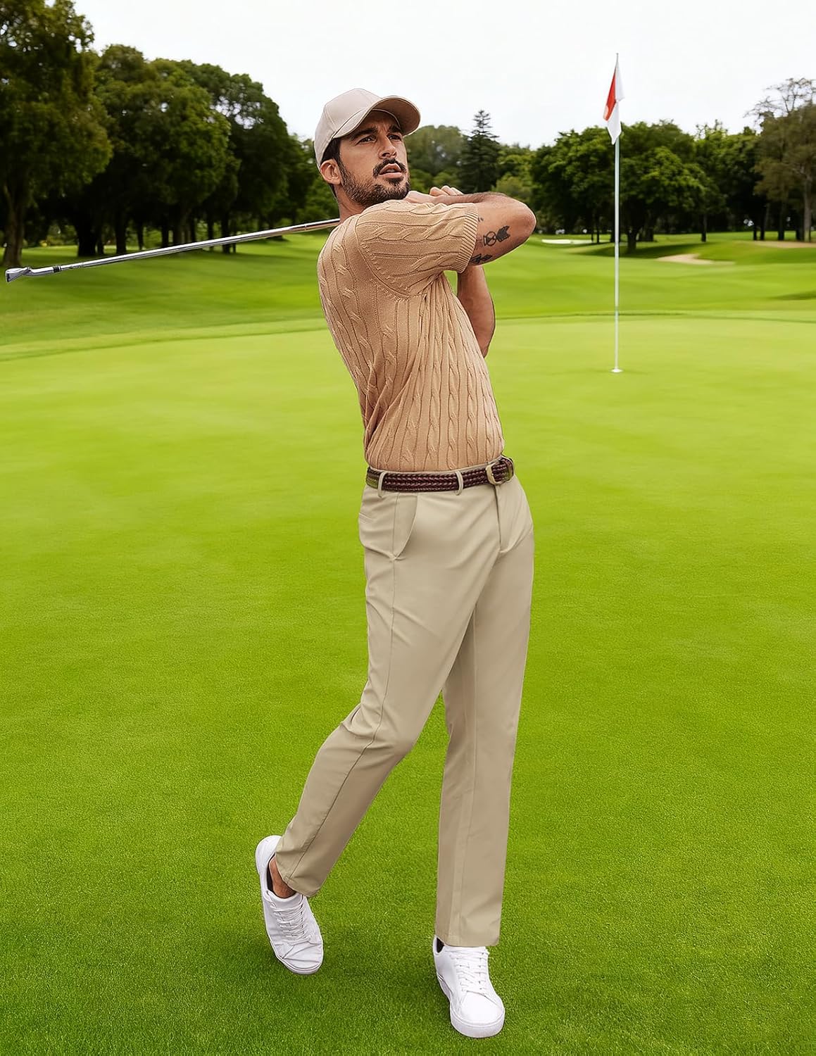 PJ PAULl Jones Mens Golf Pants Stretch Tapered Wrinkle Free Pants Casual Lightweight Trousers with 5 Pockets - Image 3