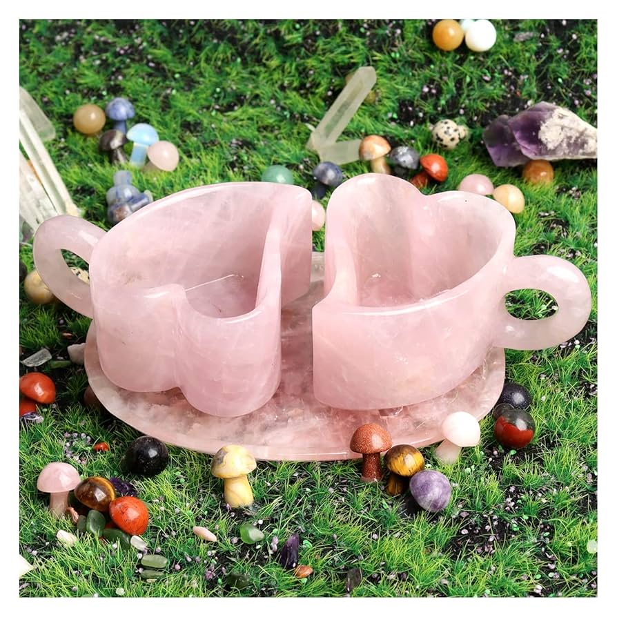 天然ローズクォーツカップ（手彫り） ローズクォーツ マグカップ 手彫り ブラジル産 天然石