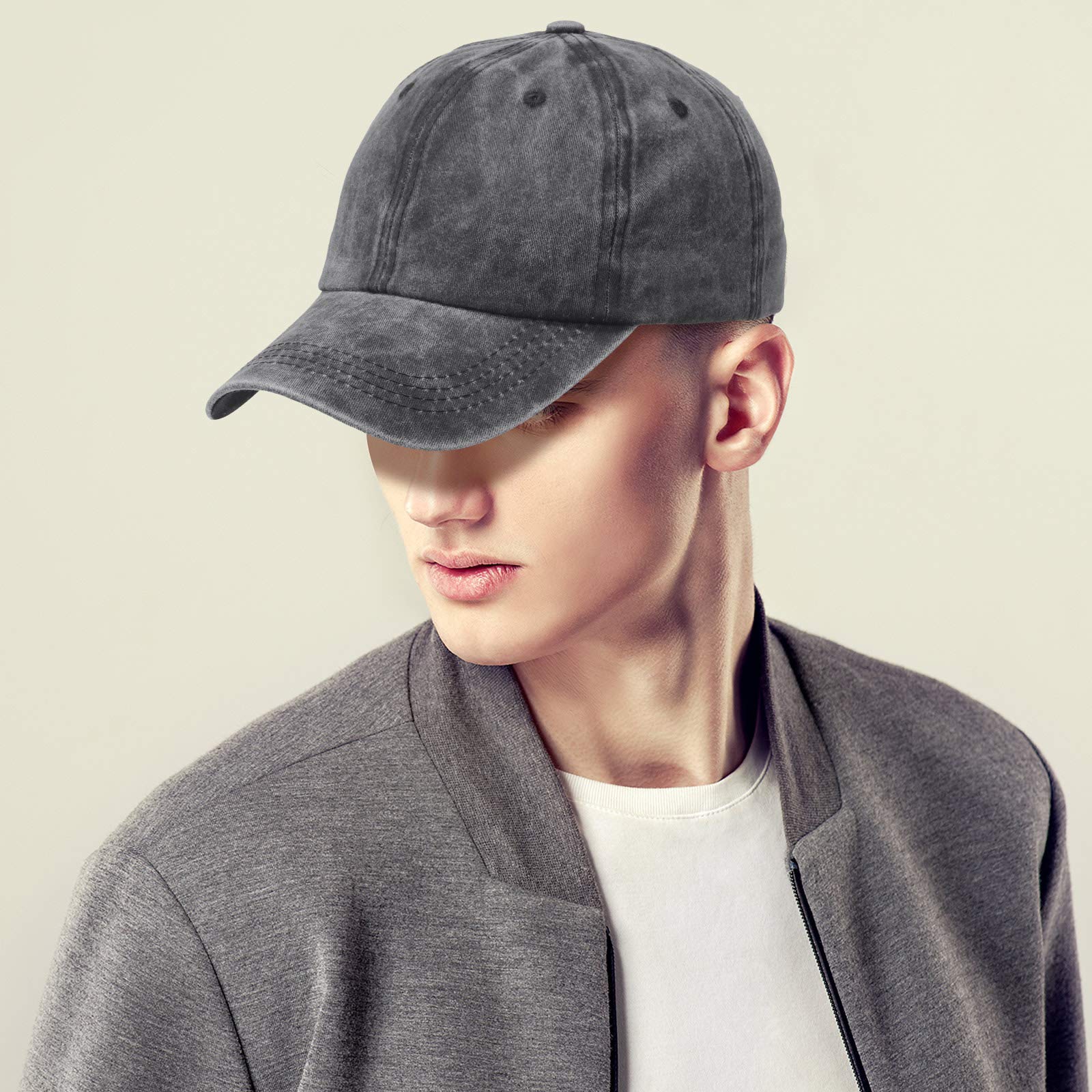 Gorra de béisbol de algodón lavado, 4 piezas, ajustable, de sarga lisa, unisex, estilo vintage, para papá 7