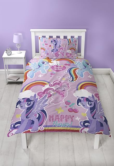 Disney My Little Pony Crush Single Duvet Cover Set | Two Sided Reversible Design | Includes Matching Pillow Case,Red,200 x 135 cm