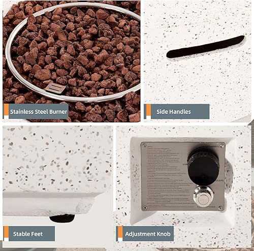 Miniatura 8 de HOMPUS Mesa redonda de propano para exteriores, mesa de fuego de 41 x 12 pulgadas con protector contra el viento y mesa de cubierta de tanque de 20