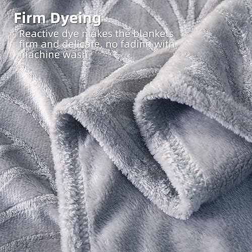 Miniatura 6 de Whale Flotilla Manta de forro polar de franela tamaño Queen 90 x 90 pulgadas ligera manta de terciopelo suave y esponjosa diseño de hojas de palma