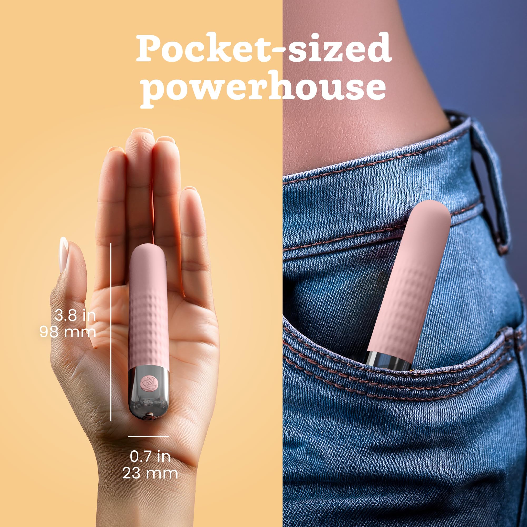 Mini vibratore bullet di Oliver James – Ricaricabile, impermeabile, 10 modalità di piacere, silicone sicuro, sex toy discreto per donne, 9,6 × 1,8 cm, (rosa pastello)