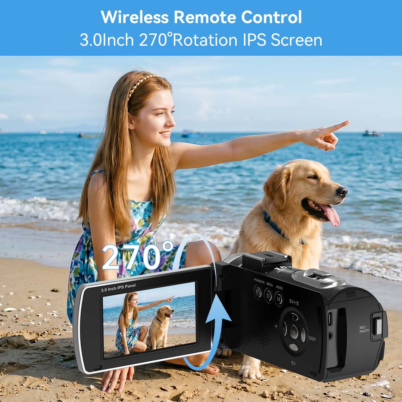 ORDRO Z36 4K Camcorder 64MP Vlogging Camera 18X Digital Zoom IR Night Vision