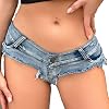 Womens Thong Jean Shorts Sexy Hot Pants Low Rise Stretchy Mini Raw Hem Denim Shorts for Summer Beach Club Nightclub
