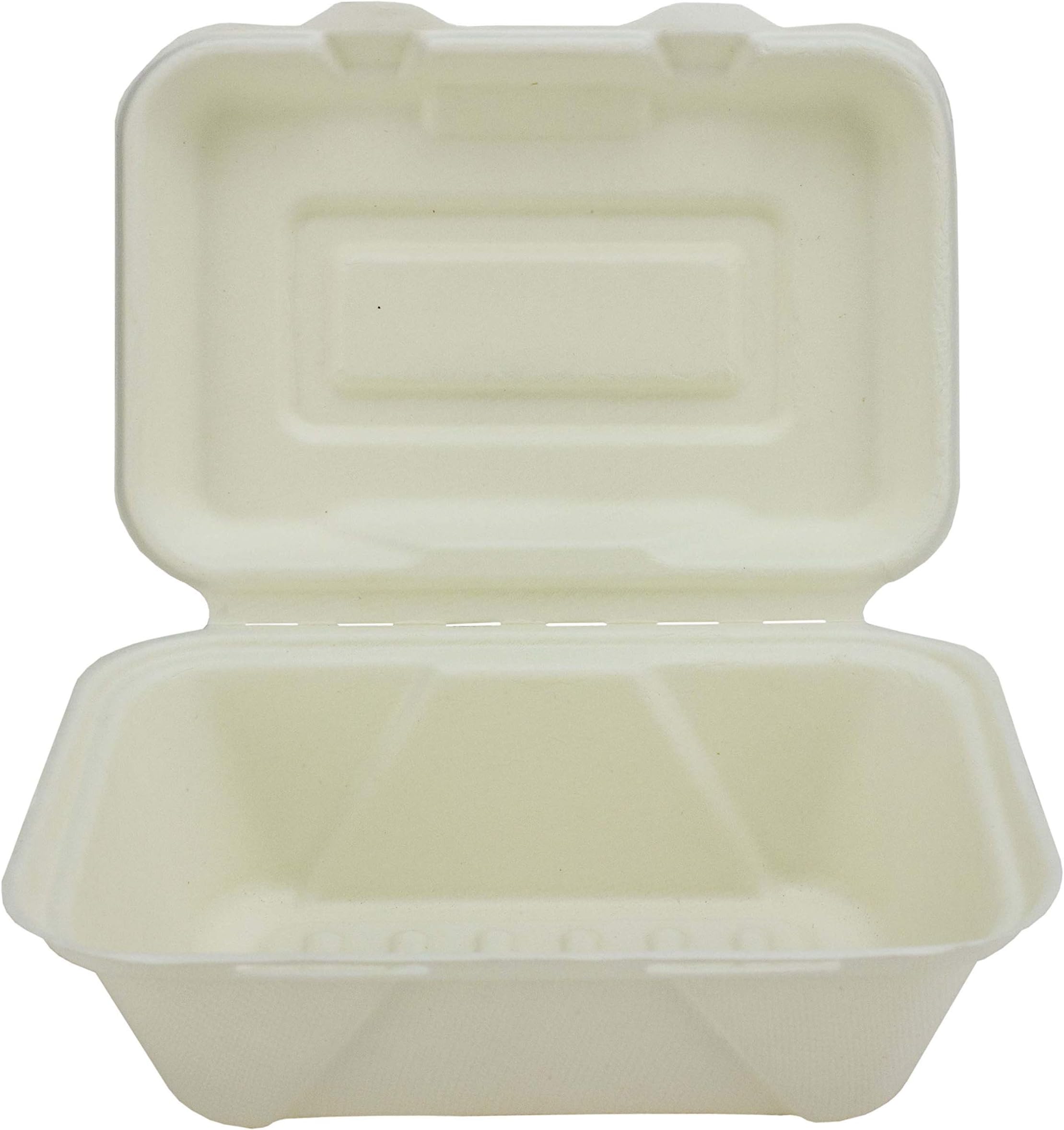 Signature Packaging - Takeaway Containers with Lids - Clamshell Takeaway Boxes Disposable Food Containers - 50 Pack - (13 x 11 x 6 cm)