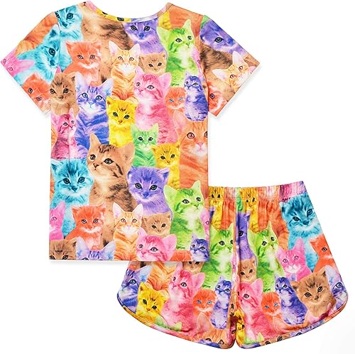 Miniatura 2 de QPANCY Pijamas de verano para niñas conjuntos de pijamas de manga corta para dormir de verano ropa de camisa