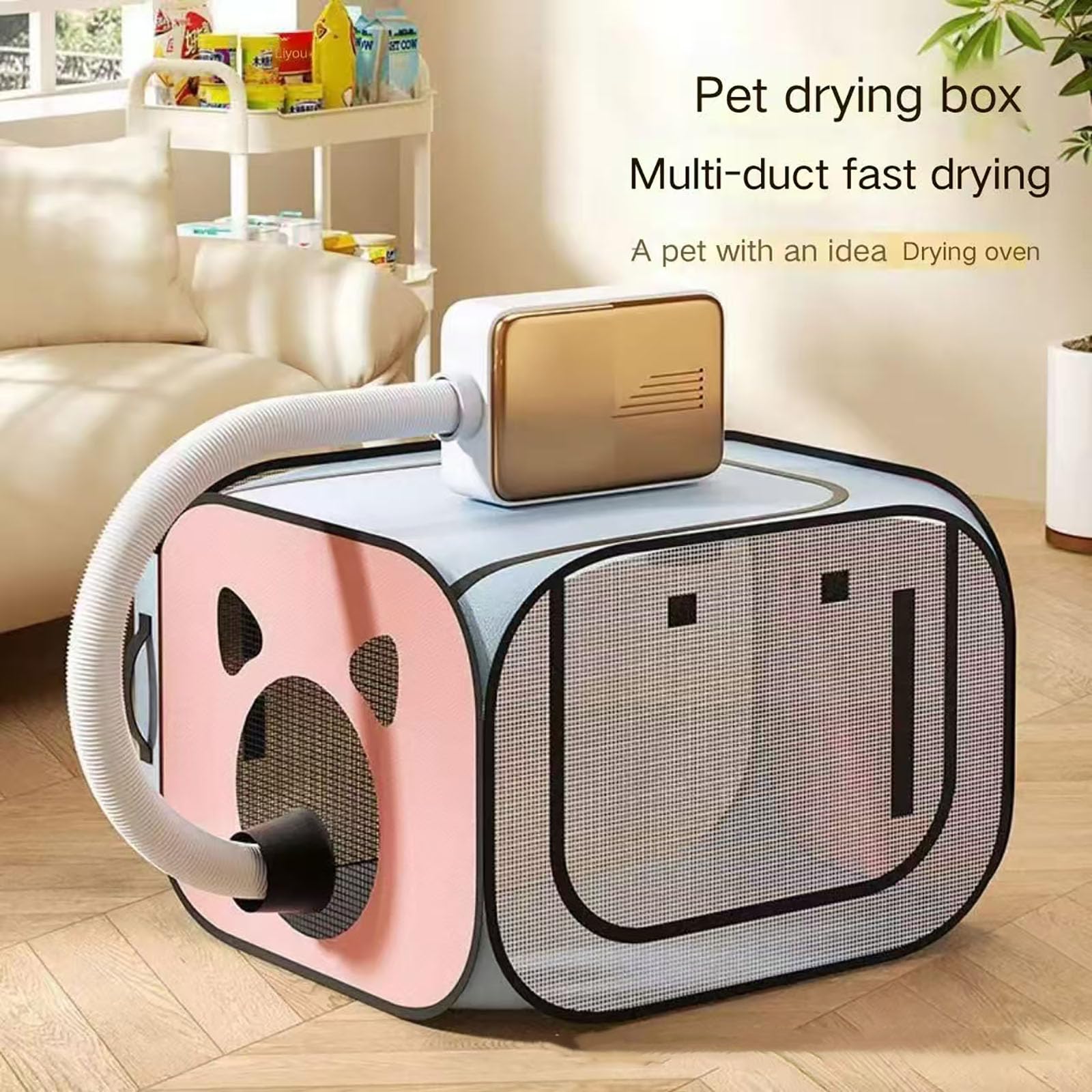 Scatola asciugabiancheria per cani e gatti, asciugatura efficiente a 360°, portatile, asciugatura rapida 10 minuti, materiale resistente antigraffio, anti-pelo, per la toelettatura della casa e i