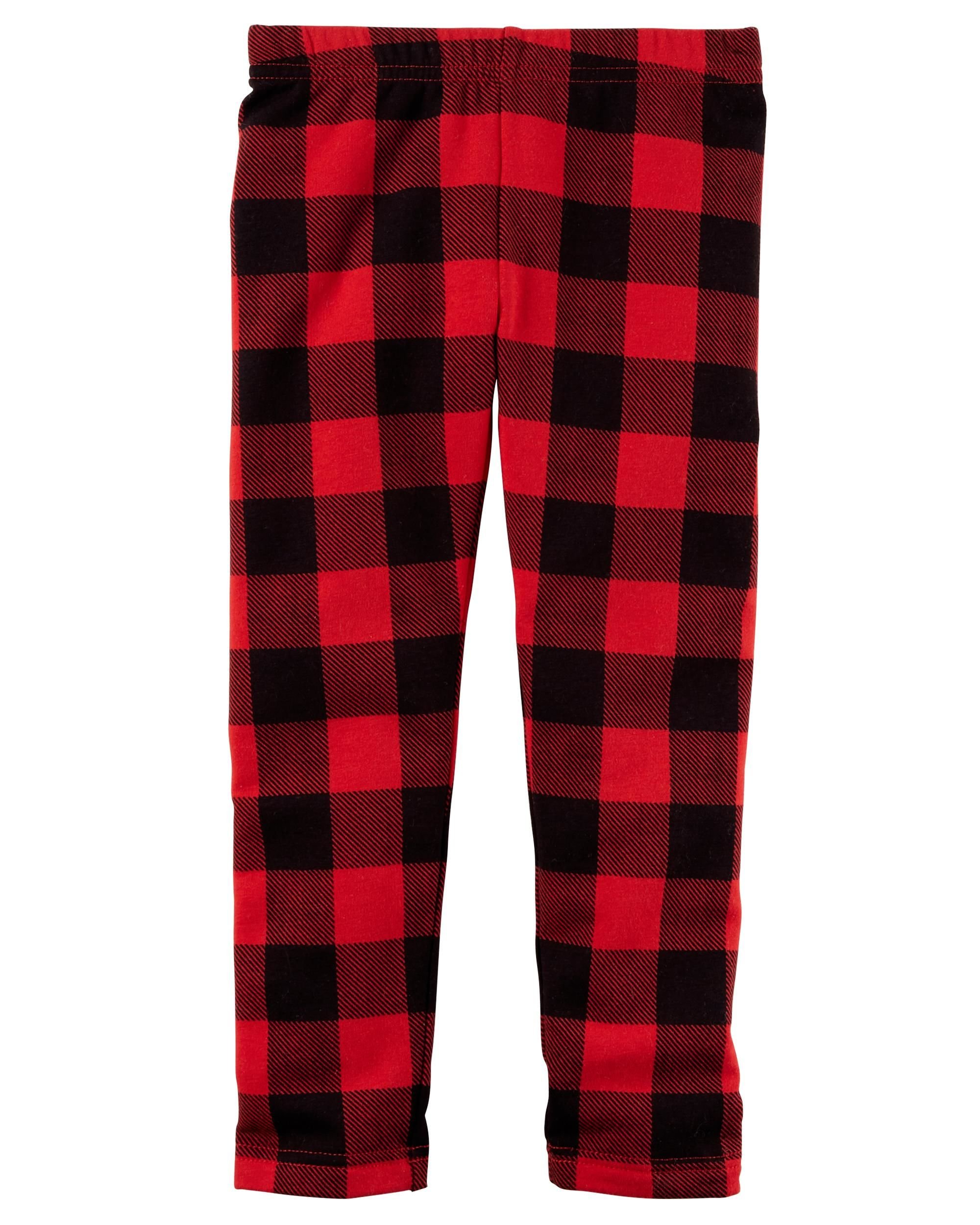Carters Cozy Fleece Leggings (5T, Red Check)