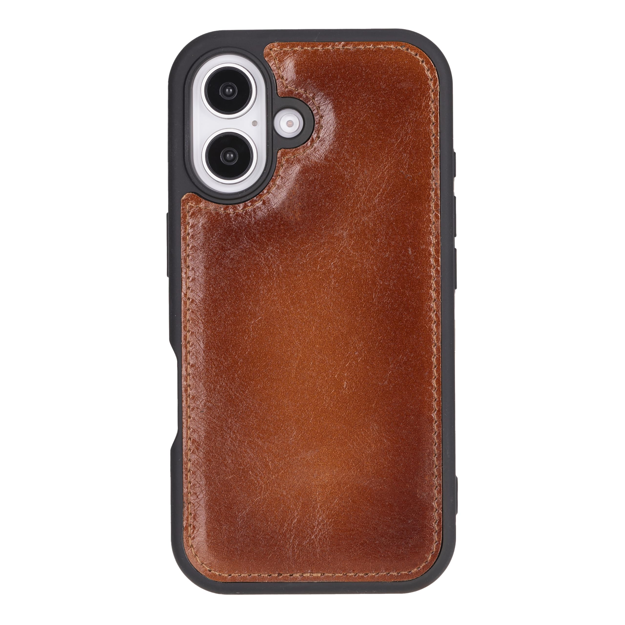 Funda tipo cartera de piel auténtica compatible con iPhone 16 (6.1 pulgadas), bloqueo RFID, tarjetero, soporta carga compatible con MagSafe, cierre magnético (bronceado rústico)