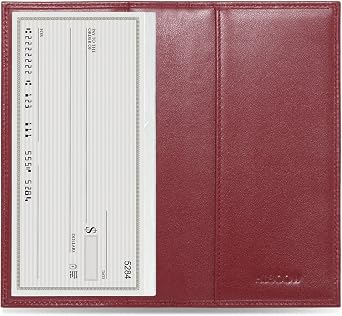 HISCOW Slim Leather Checkbook Cover for Personal Checks | Full grain cowhide, transaction register & check book pockets, removable duplicate divider, durable stitching, gifts for men