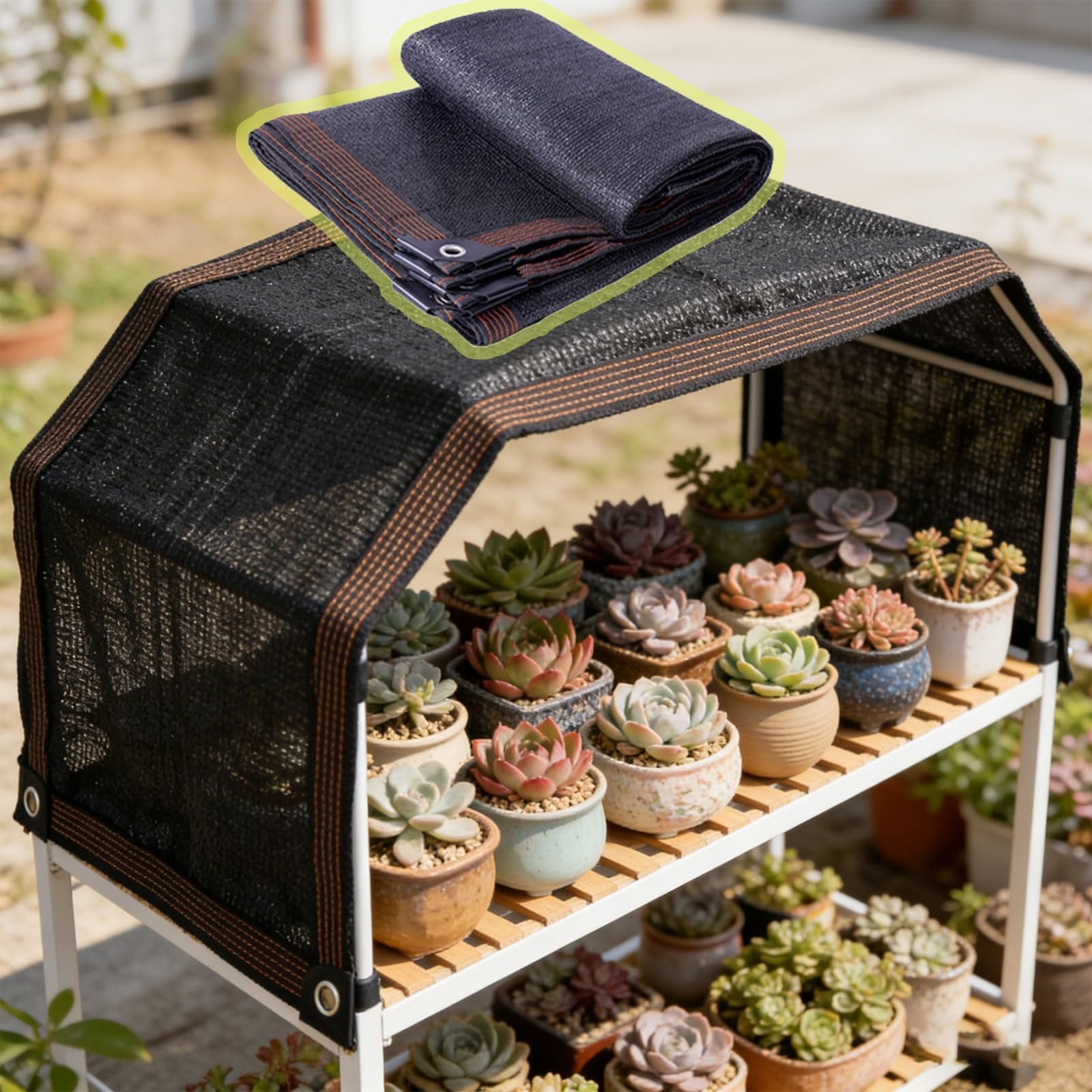 Filet d'ombrage avec œillets pour protéger vos plantes et serres du soleil