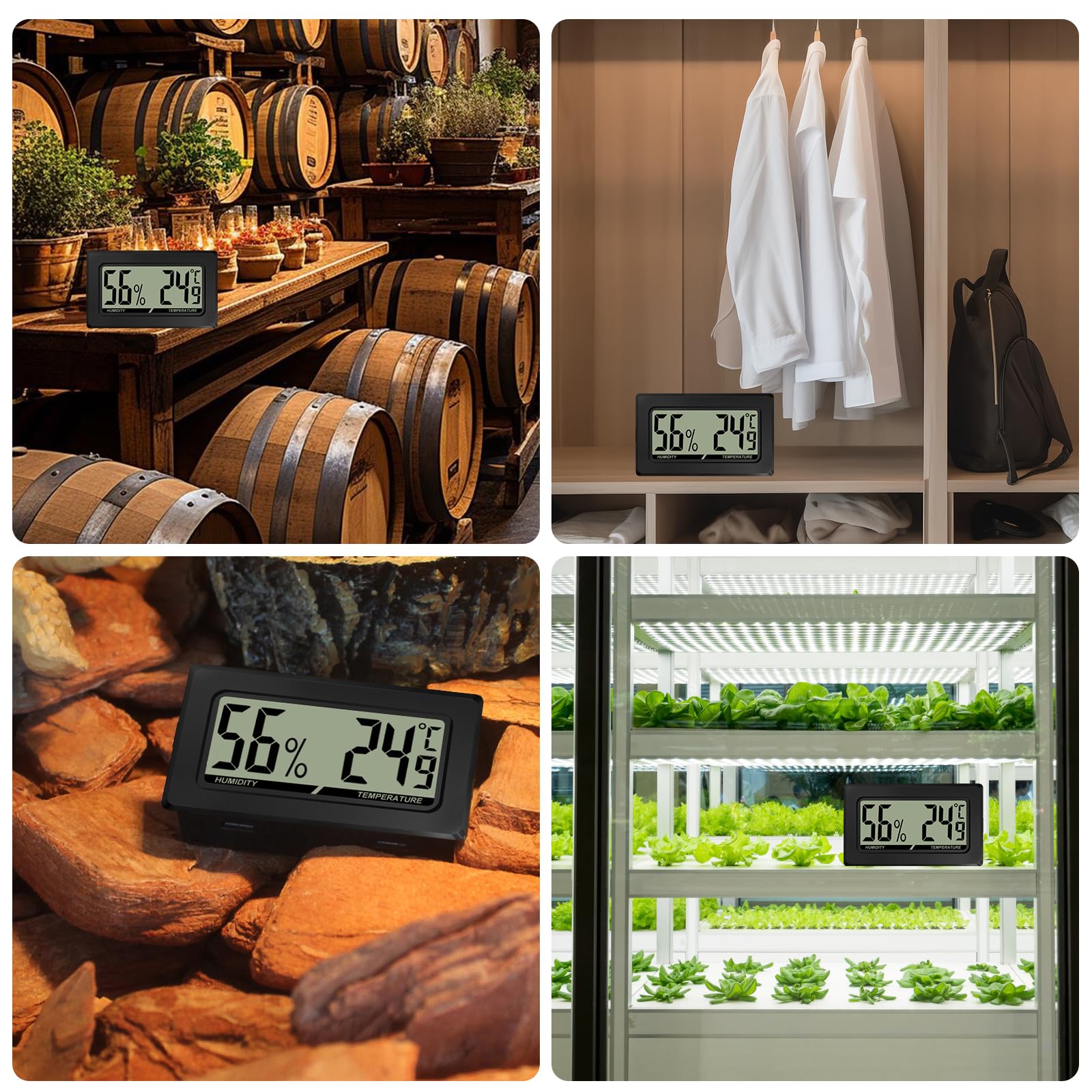 Lot De 10Thermomètre Hygromètre Digital LCD Mini thermomètre hygromètre hygromètre thermomètre thermomètre reptiles numérique intérieur pour bureau, cuisine, incubateur de jardin