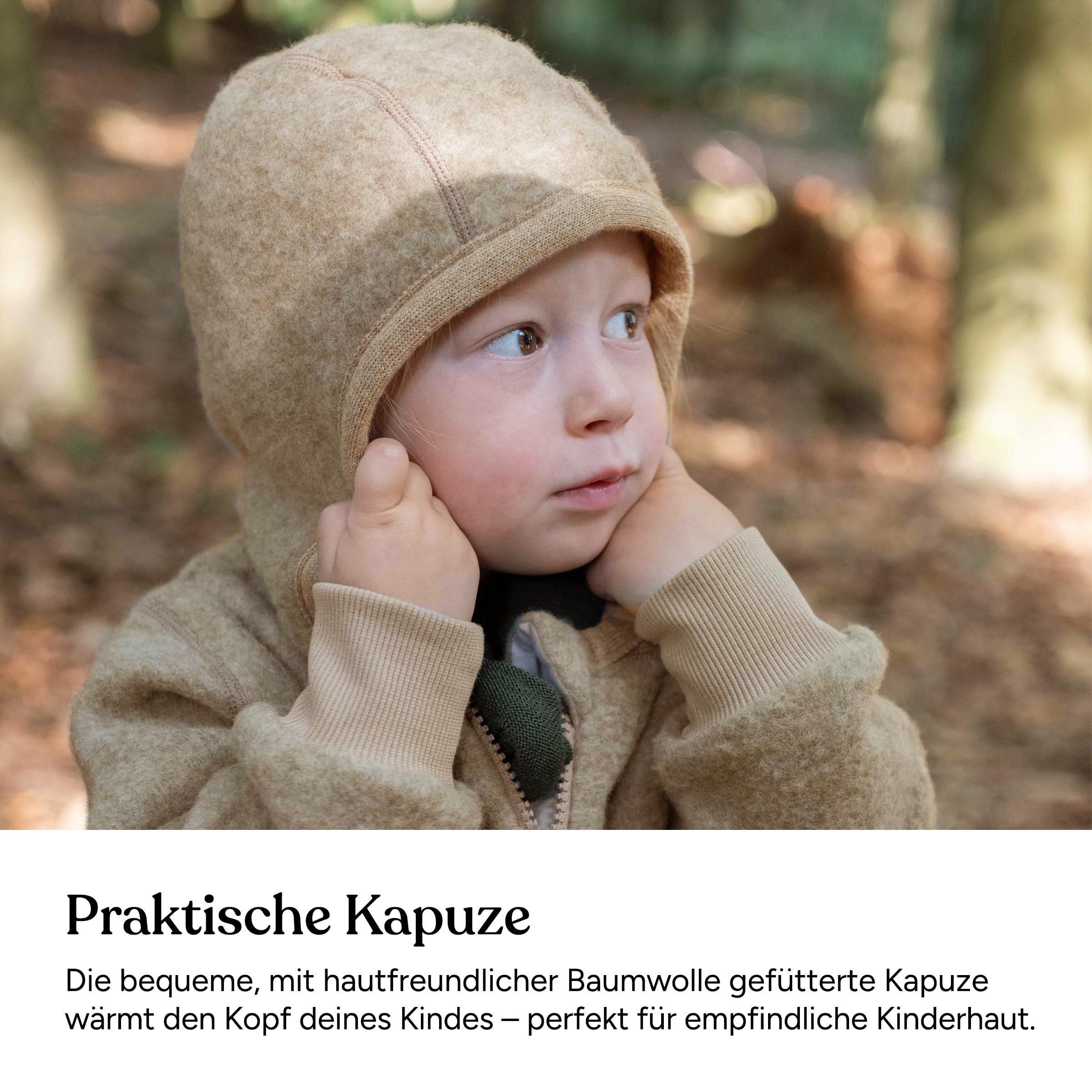 Ehrenkind® Fleeceoverall aus 100% Bio-Merinowolle, Atmungsaktiv & temperaturausgleichend, Wollfleece, Baby Overall mit Kapuze