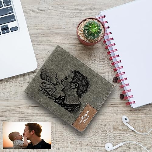 Miniatura 3 de Carteras personalizadas para hombres, cartera grabada personalizada con imagen, cartera de fotos personalizada para hombres, padre, esposo, novio,
