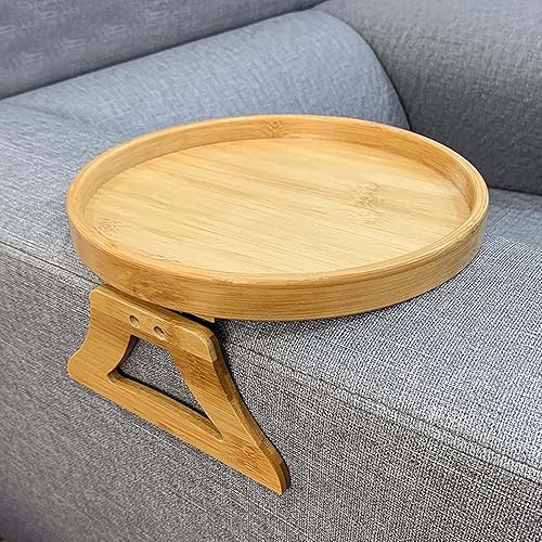 Miniatura 5 de 2 piezas de mesa de madera para reposabrazos, mesa de sofá con clip de brazo, mesa auxiliar para reposabrazos de sofá, bandeja organizadora de