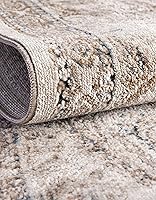 Vista 5 de Unique Loom Chateau Collection - Alfombra de área Wilson (4 pies 1 pulgada, redonda, beige/azul)