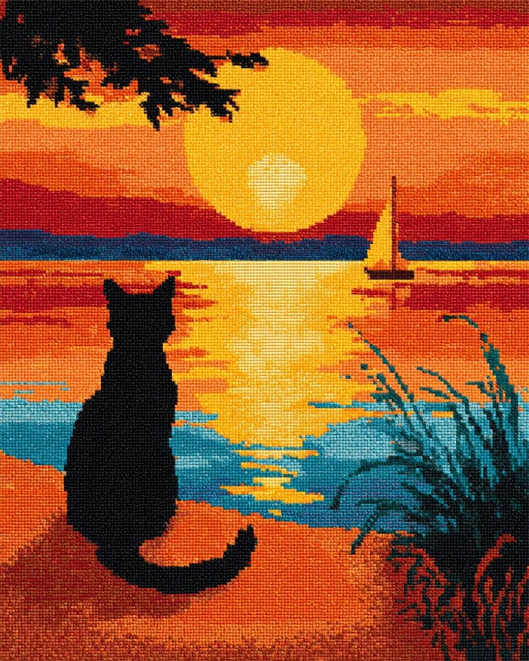 AMBATTERY Latch Hook Kits Carpet Cats and seascapes 80x160cm