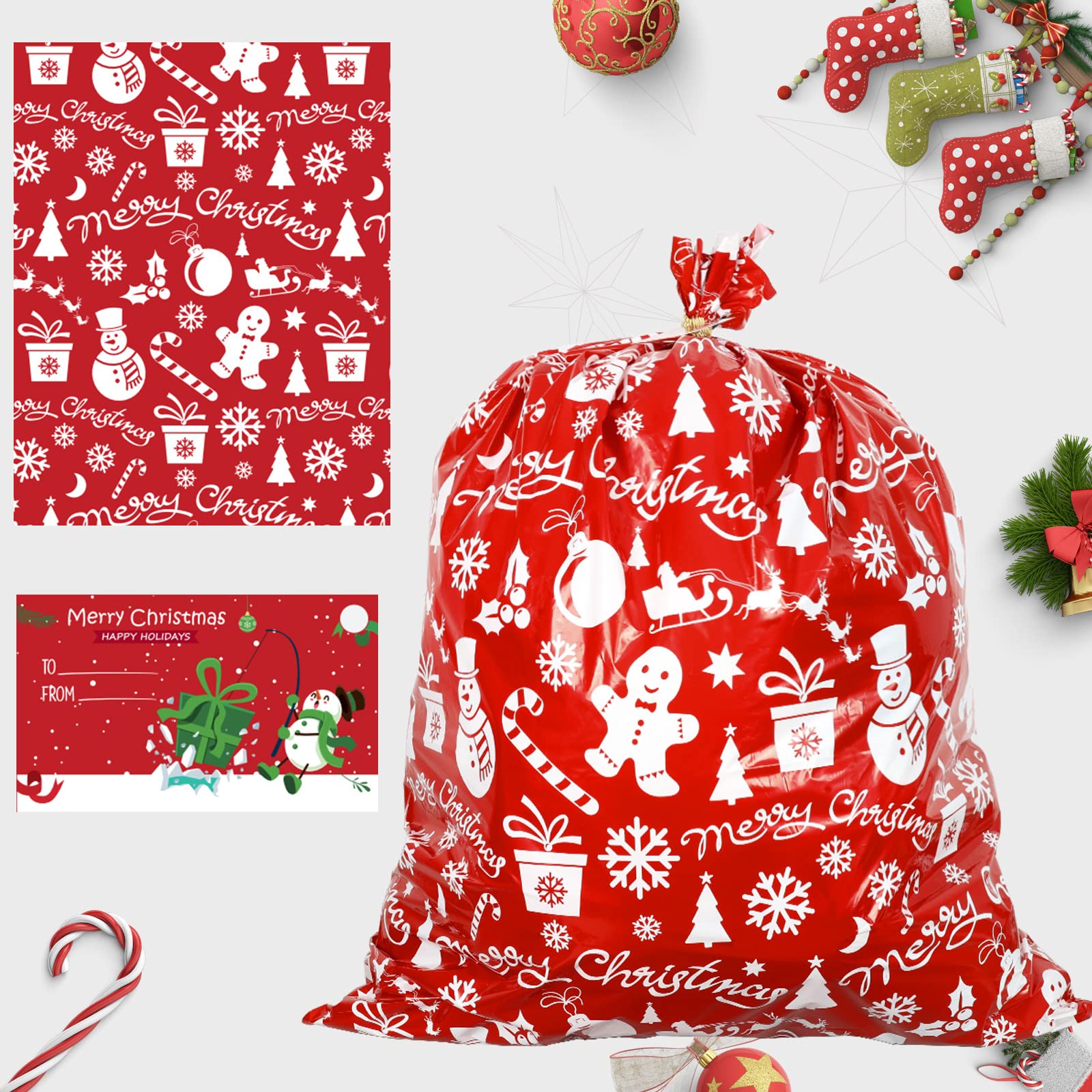 OAOCOLOR Extra Large Christmas Gift Bags - 56x36 Inches, 2-Pack, Perfect For Big Presents, Holiday Wrapping - View #4