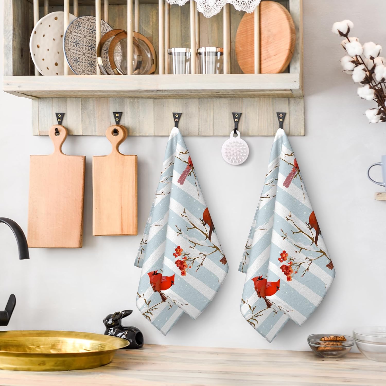 Winter Birds Cardinal Christmas Decor Kitchen Towels Decorative Set Soft Absorbent Hand Towels for Kitchen Bar Tea Towels Christmas Holiday Decor Gifts 16x24 Inch - Image 3