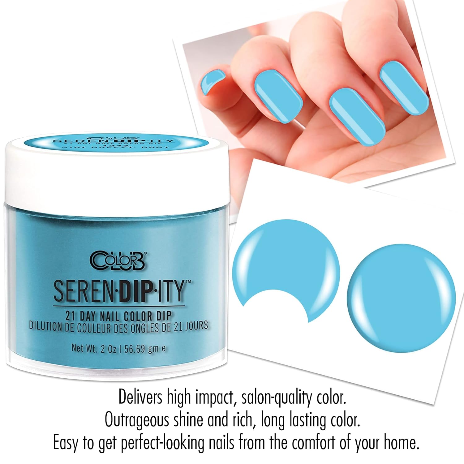 Color Club Stay Breezy, Baby Serendipity 2 Ounce Dip Color Powder, 0.5 fluid_ounces