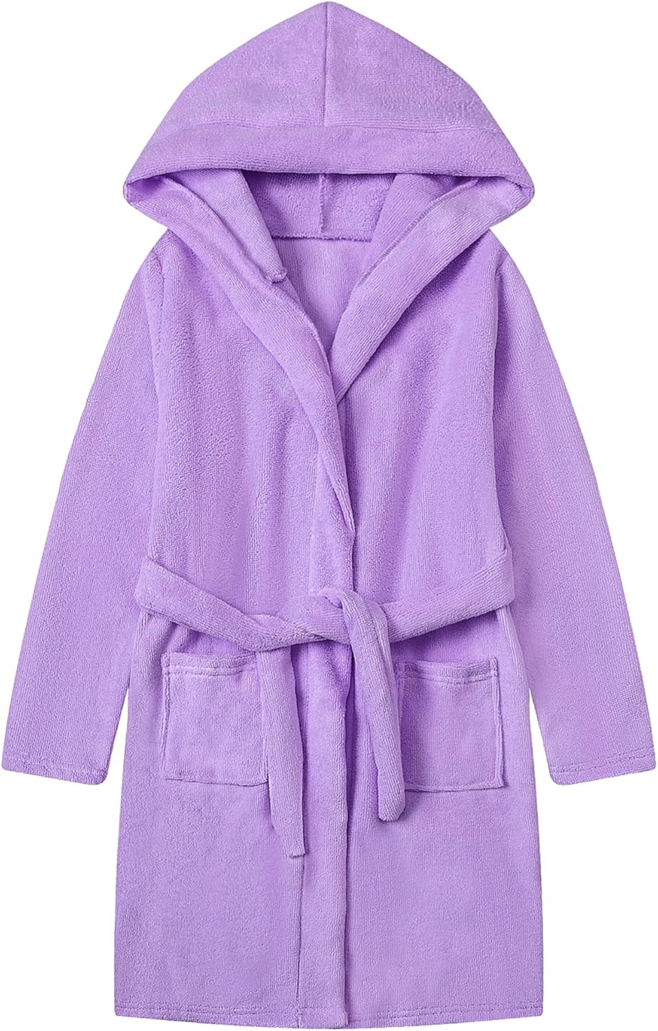 Umeyda Boys Girls Robe Soft Towel Cotton Hooded Bathrobe Kids Terry Cloth Robes with Belt, Purple, 4T = Tag 120