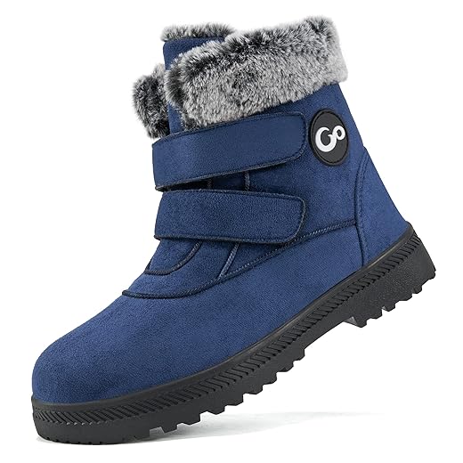 FUDYNMALC Botas de neve femininas de inverno: botas femininas forradas com pele quente - bota confortável para caminhar ao ar livre fofa, Azul escuro, 35