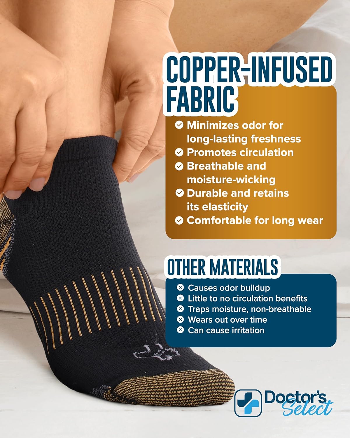 Doctor's Select Copper Ankle Compression Socks for Women and Men - 4 Pairs | Athletic Running Plantar Fasciitis Socks - Image 5