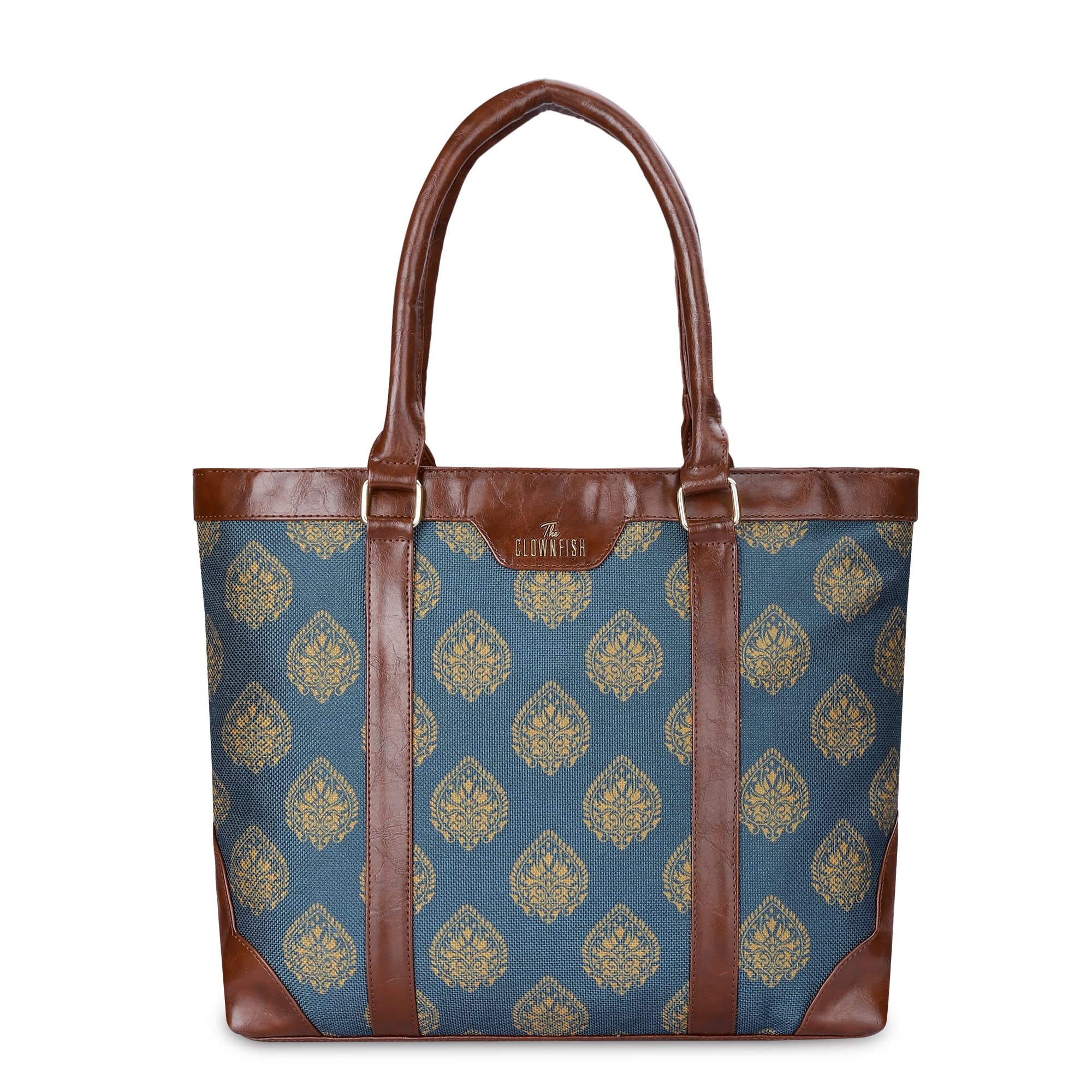 THE CLOWNFISH Miranda Series 15.6 inch Laptop Bag For Women Printed Handicraft Fabric & Faux Leather Office Bag Briefcase Hand Messenger bag Tote Shoulder Bag (Peacock Blue) (B0BMVHMKC7) Amazon Price History, Amazon Price Tracker