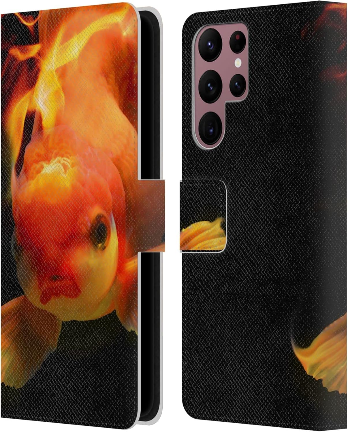 Head Case Designs Officially Licensed Dave Loblaw Firefish Underwater Leather Wallet Case Compatible with Samsung Galaxy S22 Ultra 5G