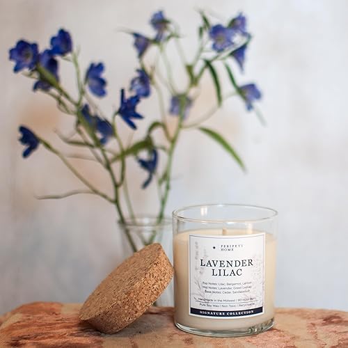 Miniatura 2 de PERIPETI Home - Vela perfumada de lavanda y lila, mecha clásica, cera de soja natural de 8.5 onzas para aromaterapia relajante, fragancia relajante