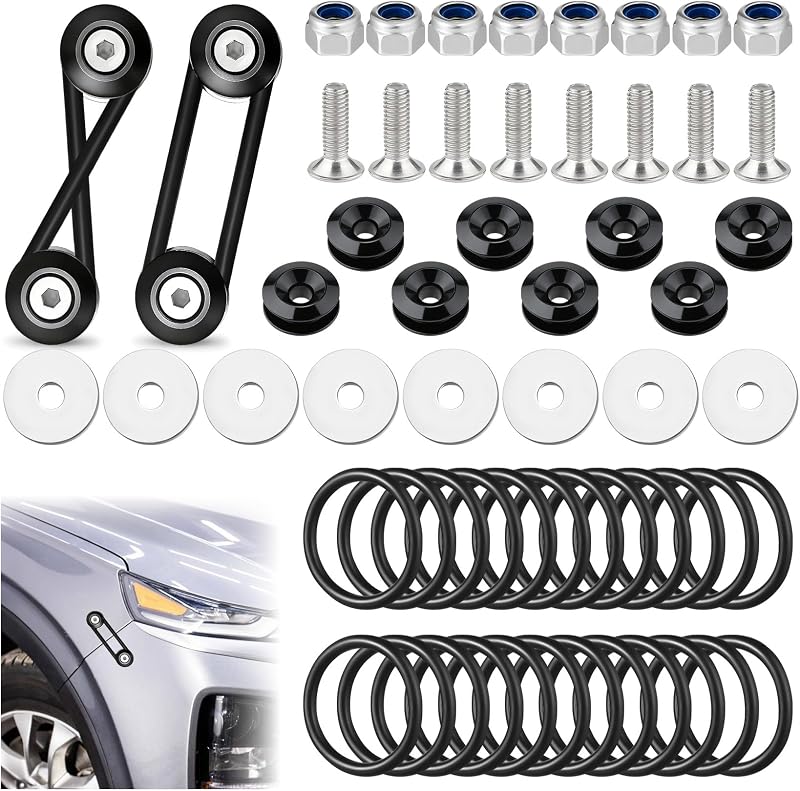 Kit de fixação rápida para para-choque Sbarklo com presilhas, parafusos inoxidáveis e anéis O – 56 peças
