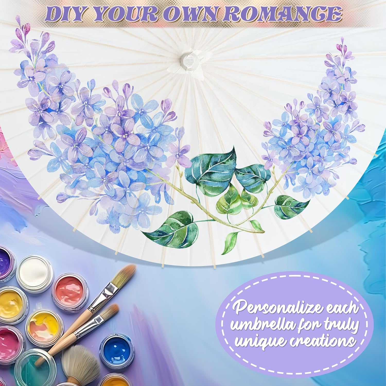 Aodaer 100 Pack Paper Umbrellas Chinese Japanese Parasol 33 Inches Paper Decorative Oiled Paper Umbrella DIY Painting Crafts for Wedding Bridal Party Decor Photography Props, White