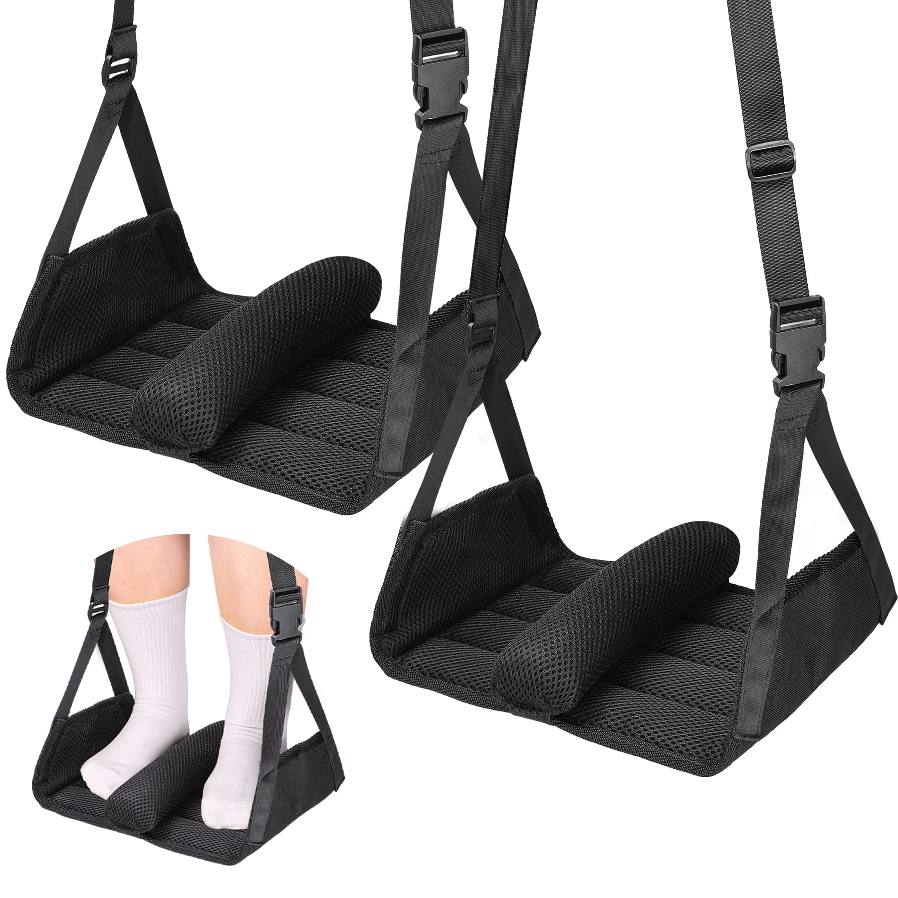 Babenest 2Pcs Portable Travel Foot Hammock for Plane with Interval Sponge