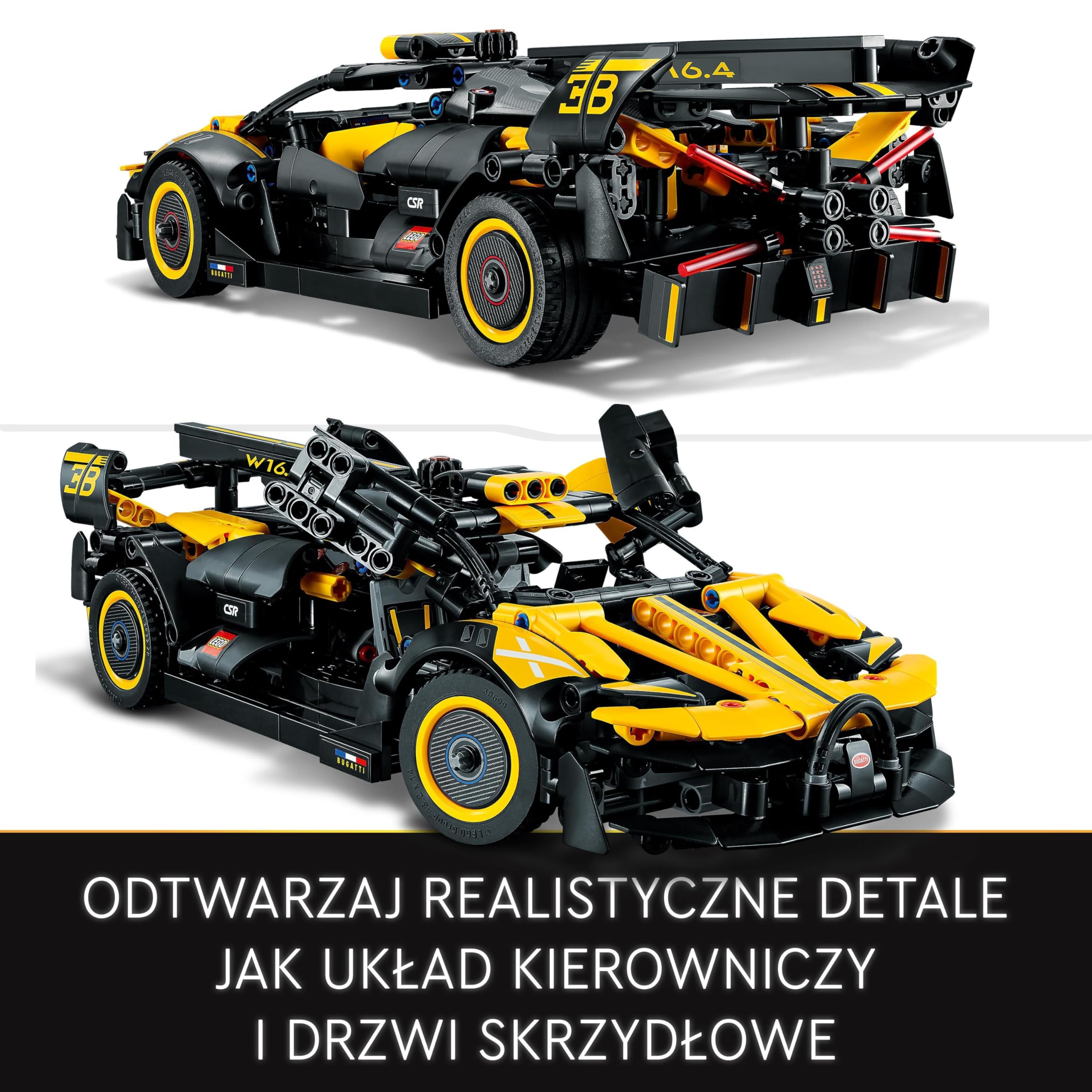 LEGO Technic Bolid Bugatti Wyścigówka z Klocków, Kreatywne Zabawki Inżynieryjne, Kultowy Samochód Sportowy do Budowania z Klocków dla Kolekcjonerów, Pomysł na Prezent dla Dziecka, 42151
