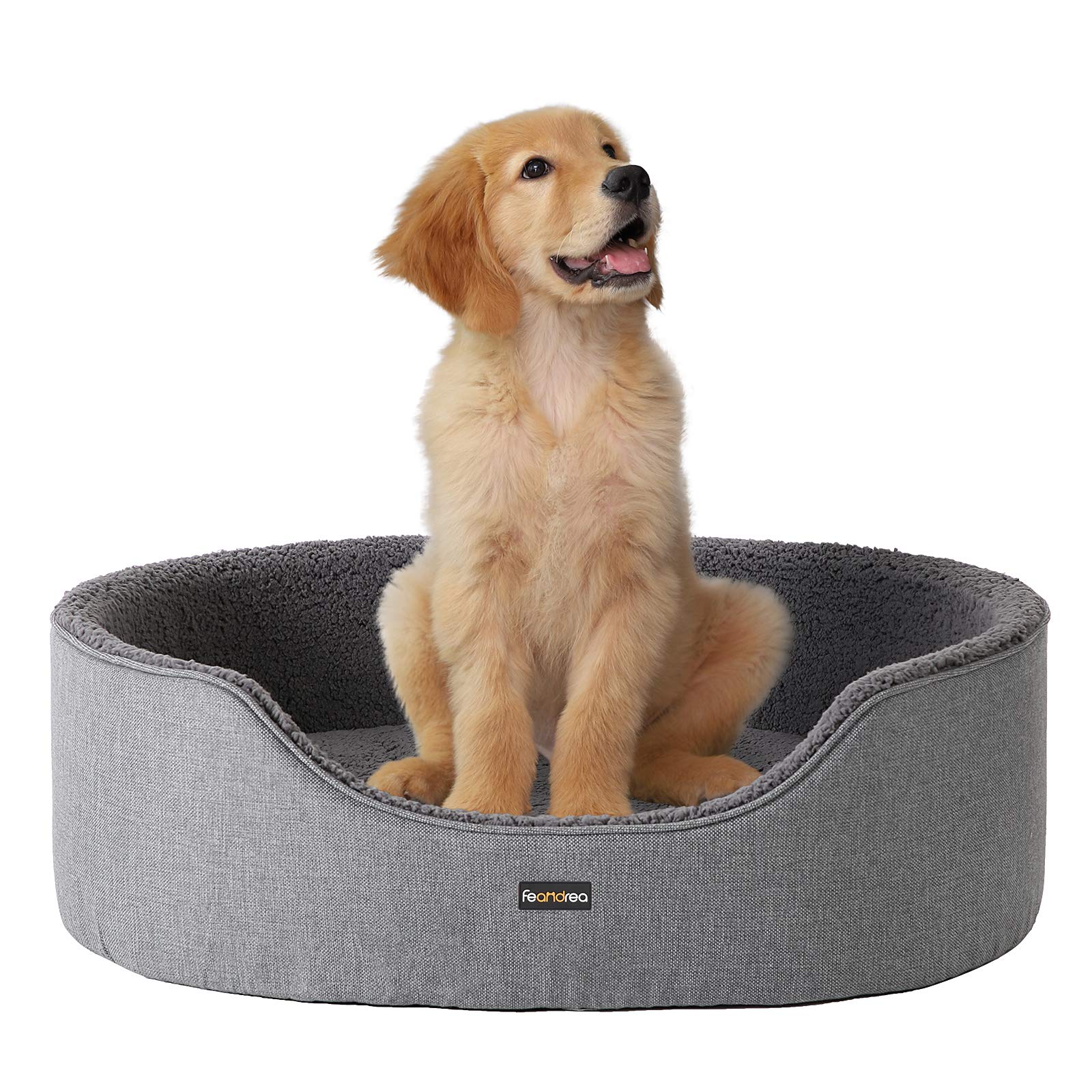 Feandrea Hundebett, Hundekorb, Wendekissen, 83 x 63 x 27 cm, grau PGW32GG | Haustierbett, grau, Kollektion BEAKON PGW32GG