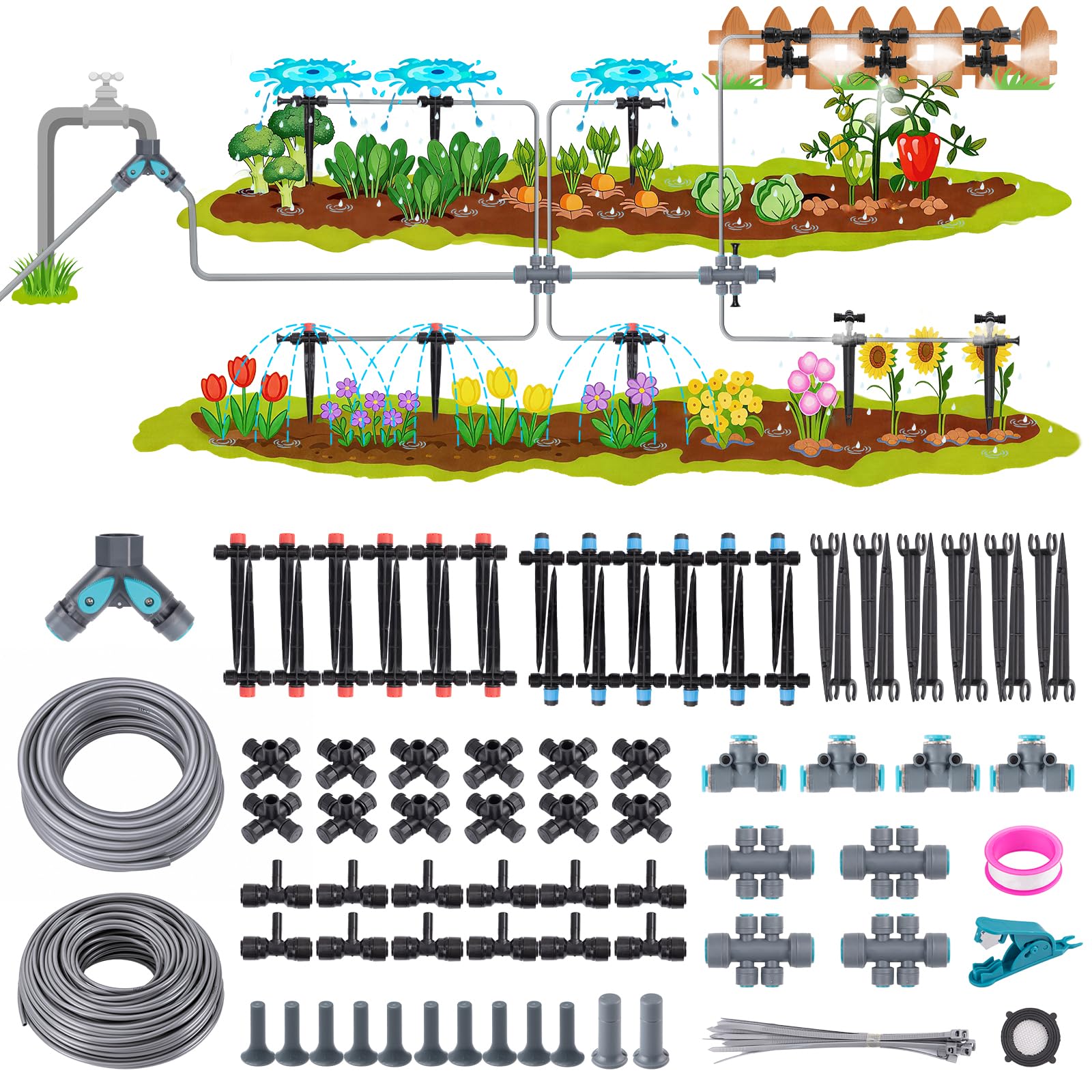Photo 1 of 240FT Quick-Connect Drip Irrigation System Garden Watering System
