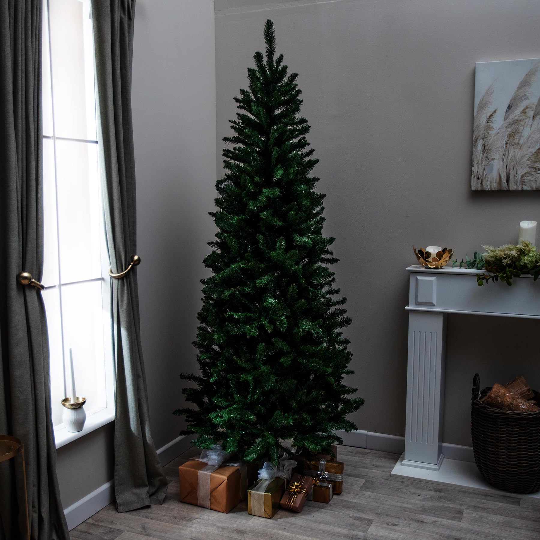 Christmas Centre Green Wentworth Artificial Pvc Slim Christmas Tree 6Ft, 7Ft (6Ft)