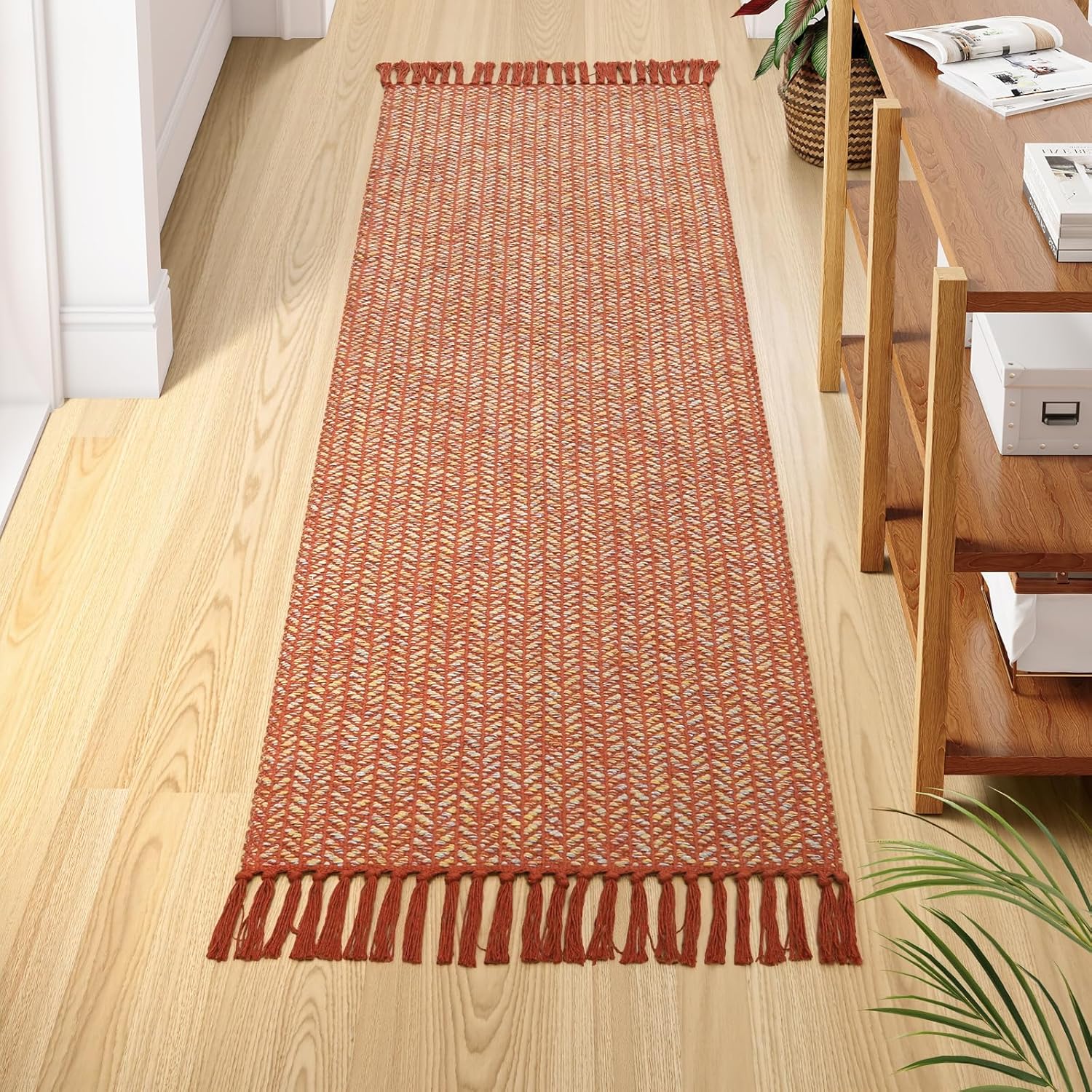 Lahome Belle Boho Bathroom Runner, 2x6 Fall Rug Runners for Hallways Lightweight Laundry Room Rugs Washable Runner Rug with Tassels, Farmhouse Carpet Non Shedding Throw Rugs for Entryway Bedroom