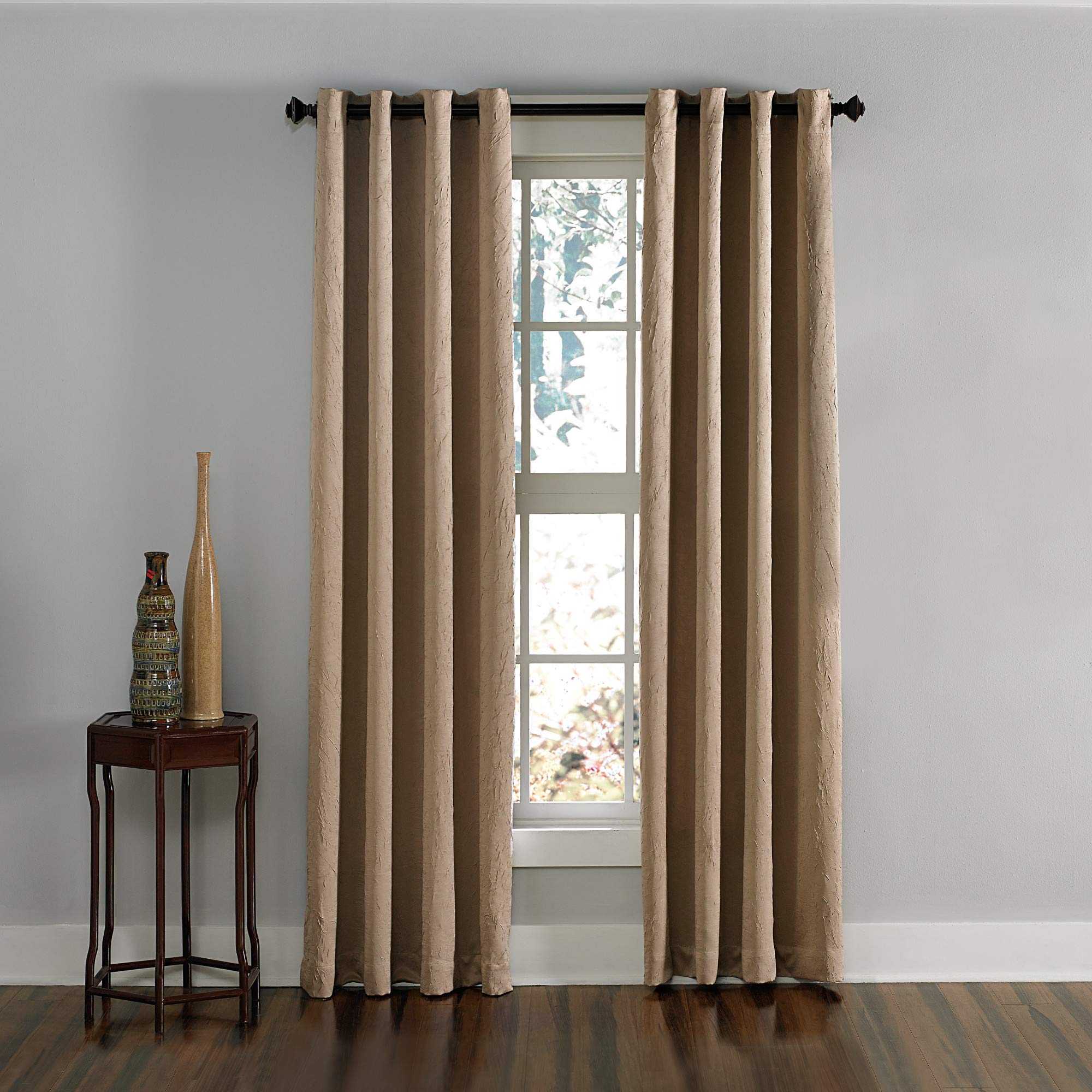 CurtainworksLenox Grommet Curtain Panel, 50 x 132 in, Taupe