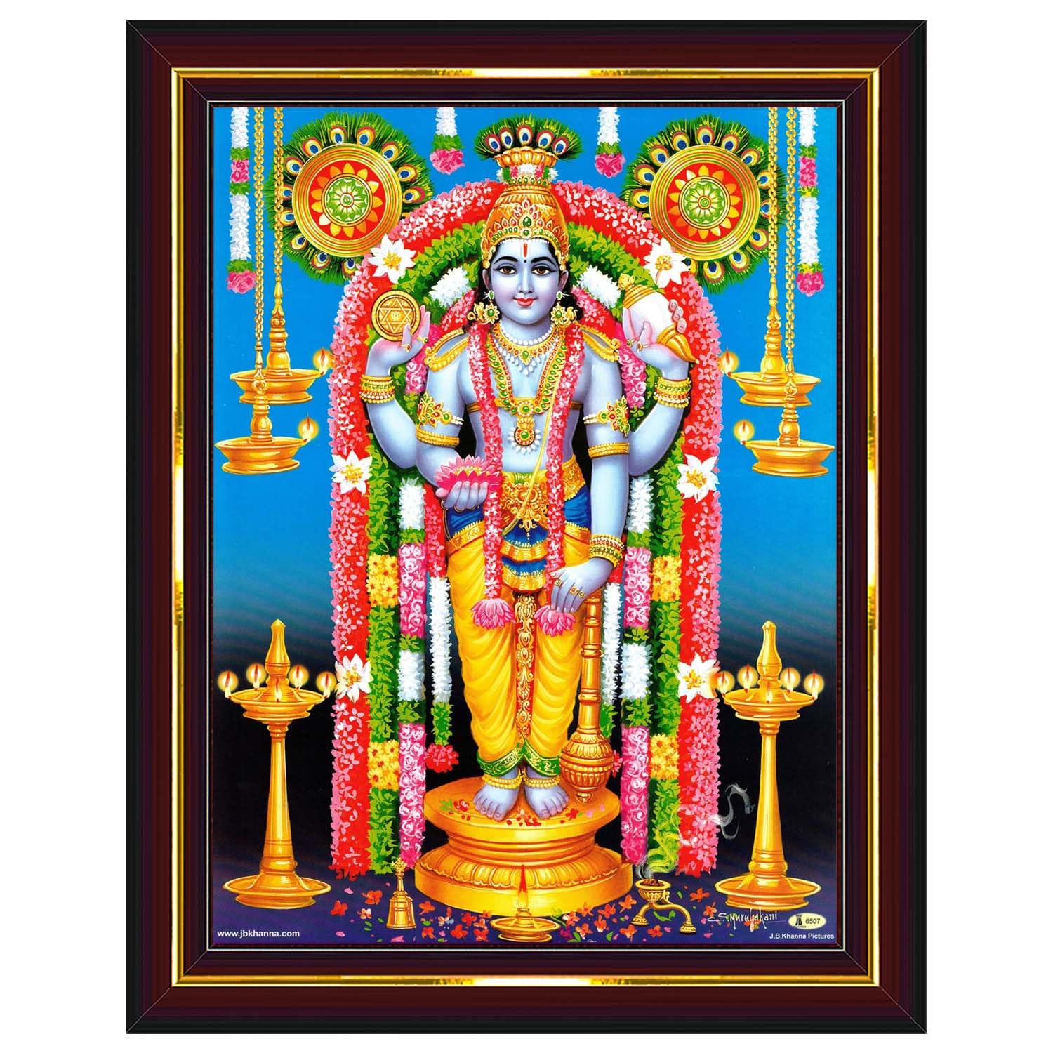 Pavan Photo Laminations Lord Guruvayurappan Guruvayoorappan Wall Painting Framed Home Decor (Wood,Matte,Brown,Big Size,10 x 12 Inch) B579M-image-16
