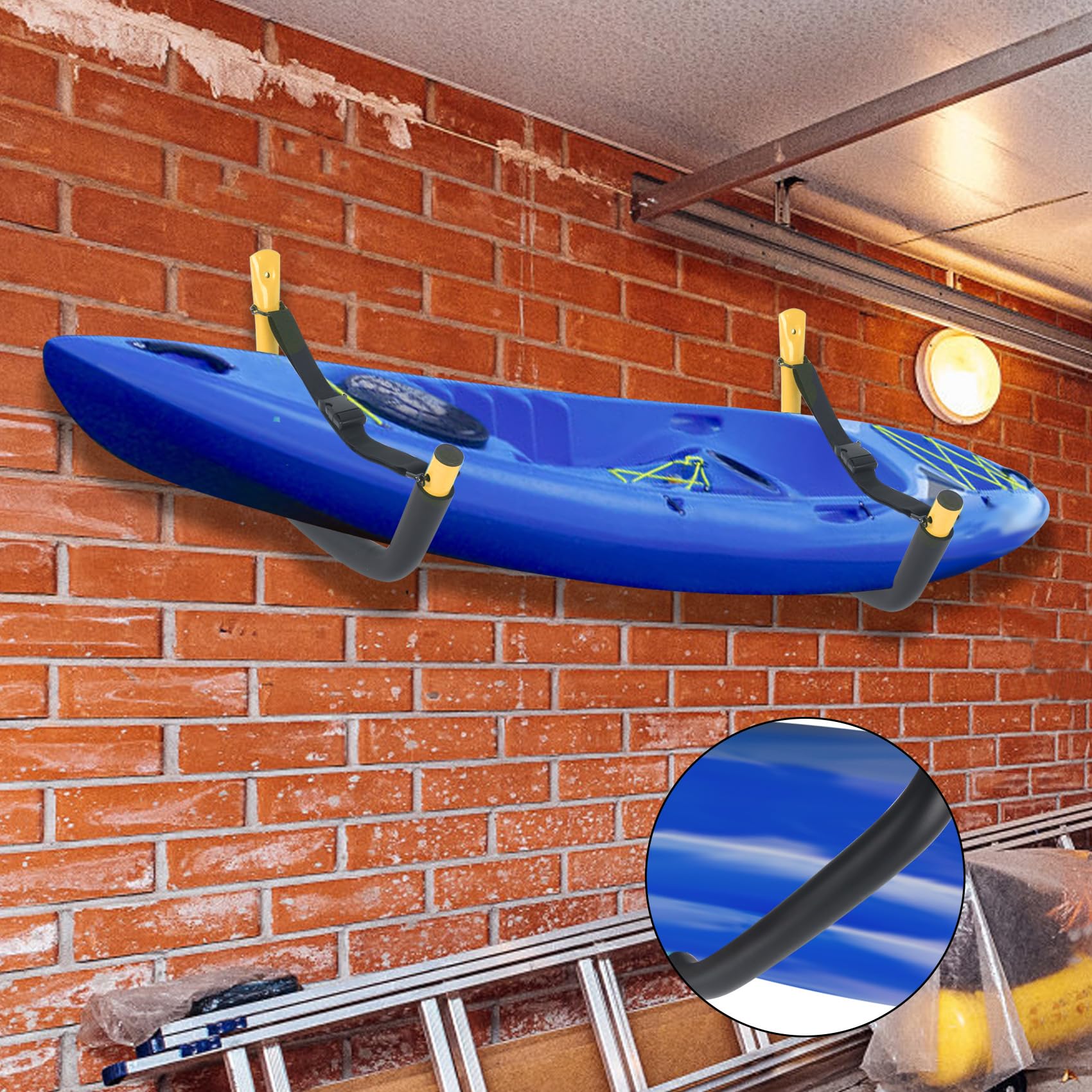 Kajak-Aufbewahrungsregal, 38,1 cm, Kajak-Haken für Garage, Wand mit Nylonriemen, Kajak-Wandhalterung für Kajaks, Surfbretter, Kanus, Snowboards, Werkzeuge (mehrere Farben)