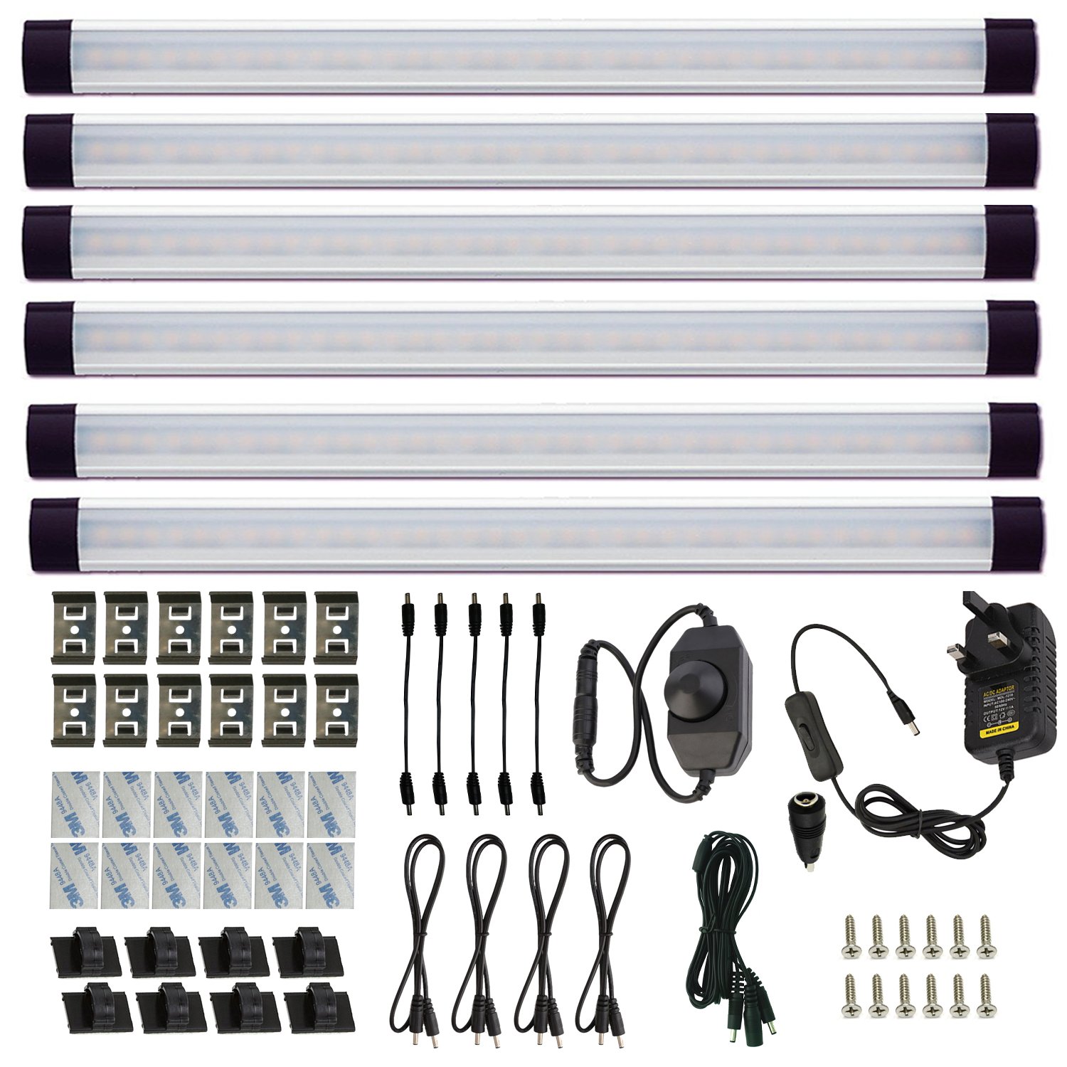AlBOO Under Cabinet Kitchen Lights Wired LED 6000K Dimmable, 28cm Under Cupboard Kitchen Lights 12V Plug in with Mains