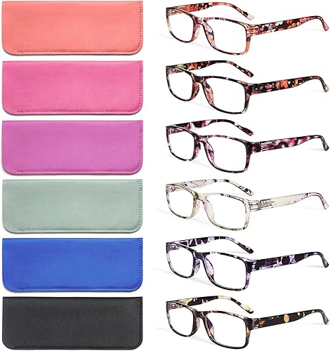 BLS BLUES Gafas de lectura para mujereshombres, bloqueo de luz azul, para lectores de moda, antifatiga ocularmigraña, paquete de 6 unidades por