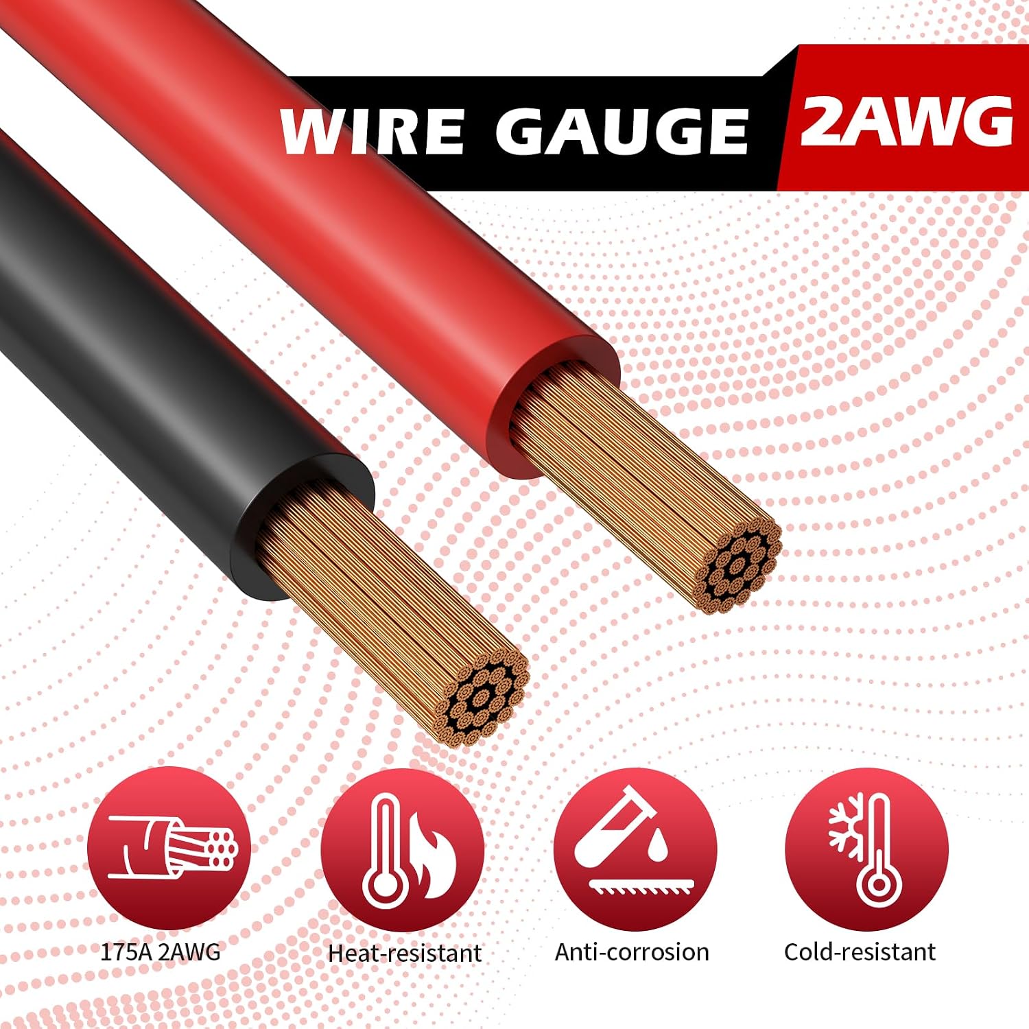 HUATOL 14 FT 2AWG Quick Disconnect Winch Power Cable, 2 Gauge 2 AWG Copper Wiring, Quick Connect and Disconnect Cables Heavy Duty Battery Wiring Kit.
