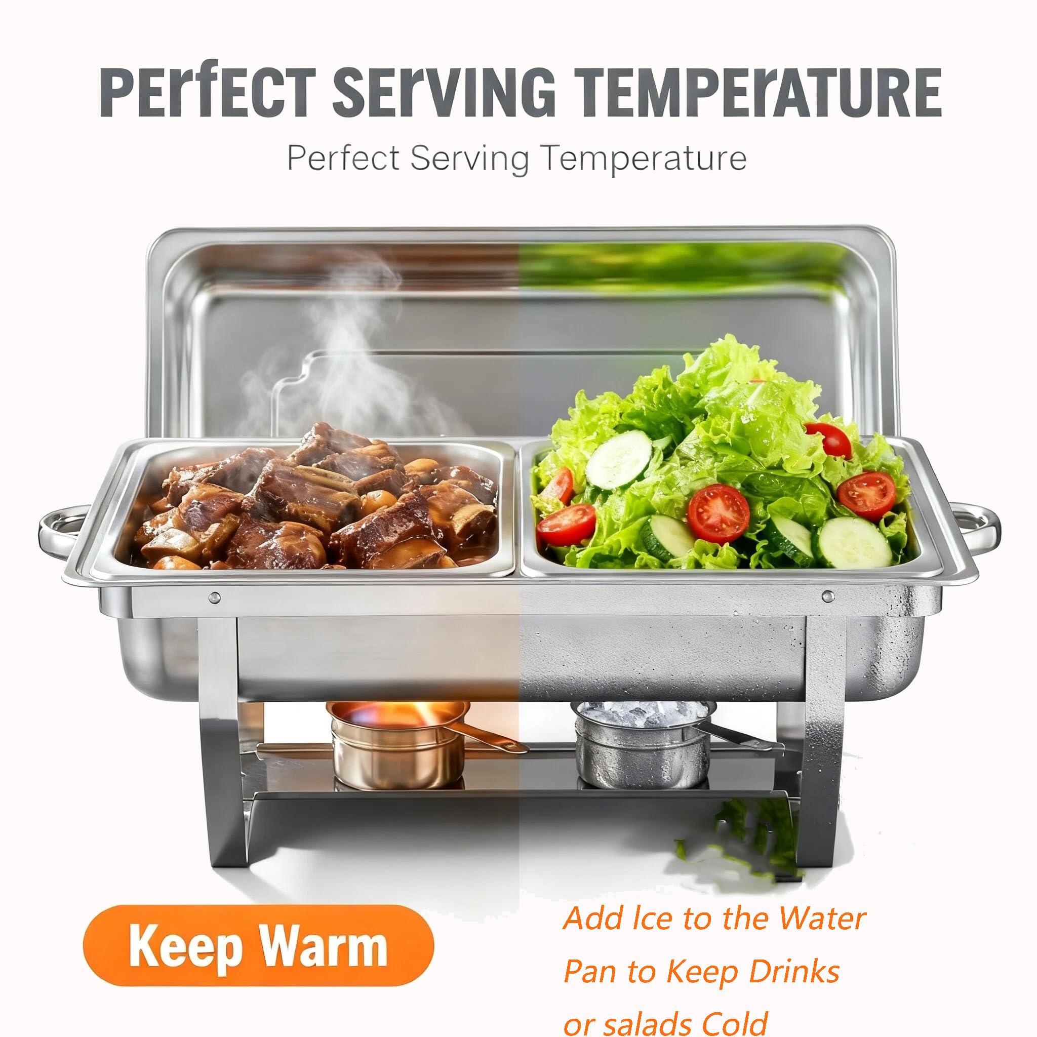 2 Pcs Calentadores de Comida para Buffet Acero Inoxidable, Calentador de Alimentos para Buffet para Catering, Fiestas, Banquetes y Eventos,Buffet de Catering y Fiestas (Plata)