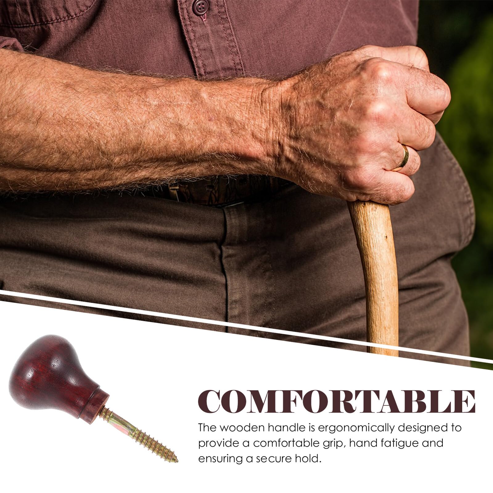 2piezas Mango de Caña de Madera Maciza de Mango para Bastón Agarre Ergonómico Antideslizante para Personas Mayores Accesorios para Bastón de Ayuda para Caminar