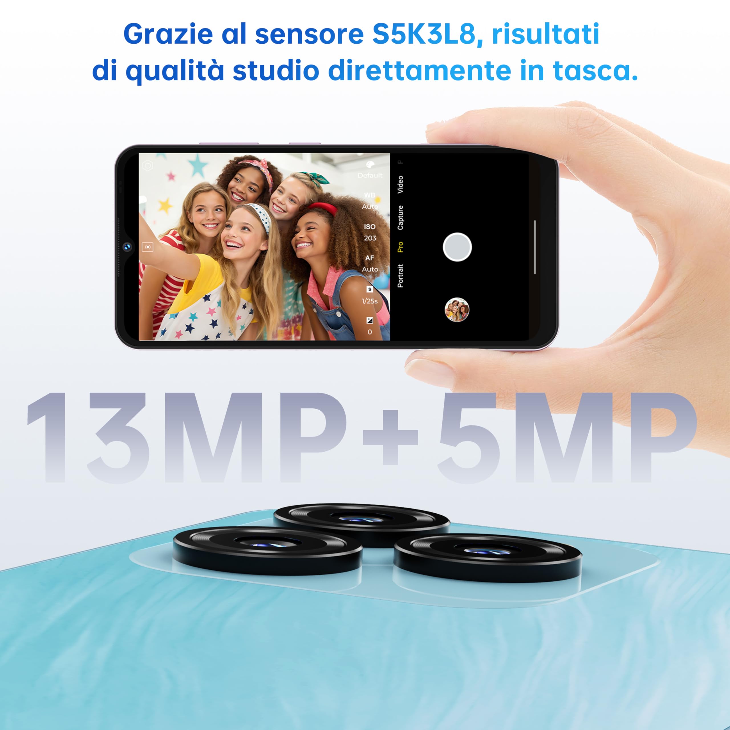 OUKITEL C3 Smartphone Telefono 16GB+256GB/1TB TF 6.52" HD 5000mAh Cellulari Android 2025, Mobile Phone and Smartphones 4G Dual SIM,13MP+5MP Camera/Face ID/OTG/3.5mm Jack Oro